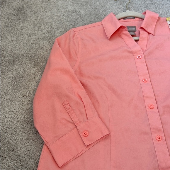 Chico's Coral Wrinkle Resistant Button-Down 3/4 Sleeve Women's Shirt size 1 - Picture 6 of 8